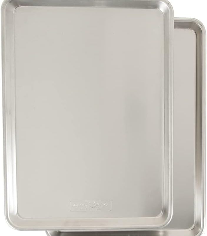 Nordic Ware Natural Aluminum Commercial Baker's Half Sheet, 2 Count (Pack of 1), Silver
