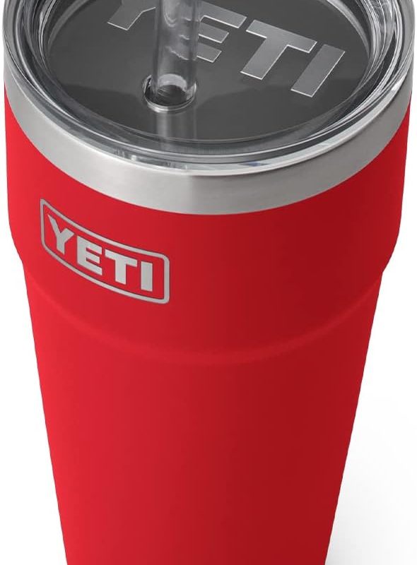 YETI Rambler 26 oz Straw Cup, Vacuum Insulated, Stainless Steel with Straw Lid, Rescue Red