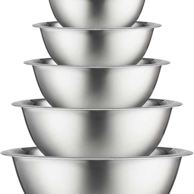 JoyJolt Stainless Steel Mixing Bowl Set of 6 Bowls. 5qt Large to 0.5qt Small Metal Bowl. Kitchen, Cooking and Storage Nesting Dough, Batter Baking Bowls