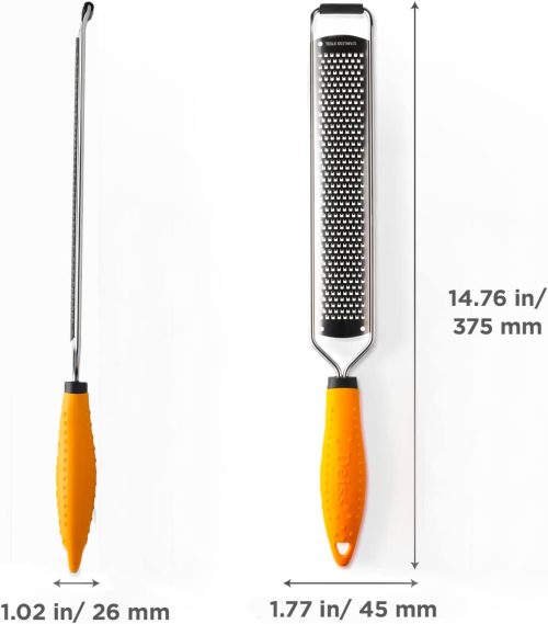 Deiss PRO Lemon Zester & Heavy Duty Cheese Grater & Vegetable Grater — Parmesan Cheese Lemon, Garlic, Nutmeg, Chocolate, Fruits, Vegetables, Ginger Grater - Cheese Shredder & Stainless Steel Grater - Image 3