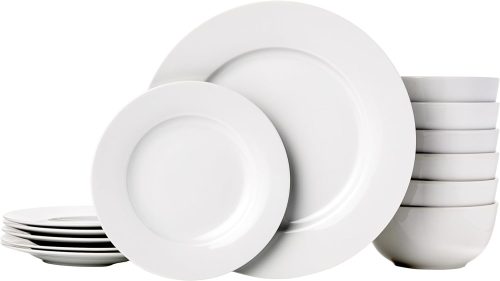 18-Piece Kitchen Dinnerware Set, Plates, Dishes, Bowls, Service for 6 - White