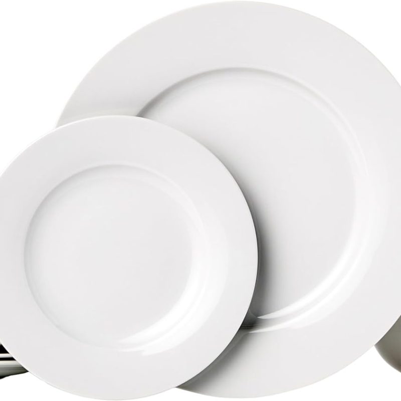 18-Piece Kitchen Dinnerware Set, Plates, Dishes, Bowls, Service for 6 - White