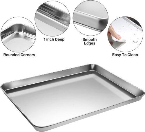 Stainless Steel Baking Sheet Tray Cooling Rack with Silicone Baking Mat Set, Cookie Pan with Cooling Rack, Set of 9 (3 Sheets + 3 Racks + 3 Mats), Non Toxic, Easy Clean - Image 2