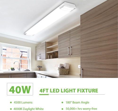 ANTLUX 4FT LED Flush Mount Puff Lights, 40W 4500LM, 4000K Neutral White, 48 Inch Linear LED Kitchen Ceiling Lighting Fixtures for Laundry, Craft Room, Fluorescent Light Replacement - Image 2