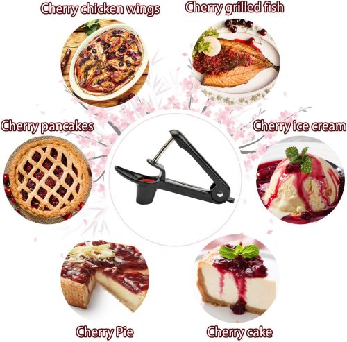 Cherry Pitter - Ordekcity Stainless Steel Cherries Corer Pitter Tool with Hand-held Push Design, Save Time & Space for Making Cherry Jam with Lock Design(Black) - Image 4