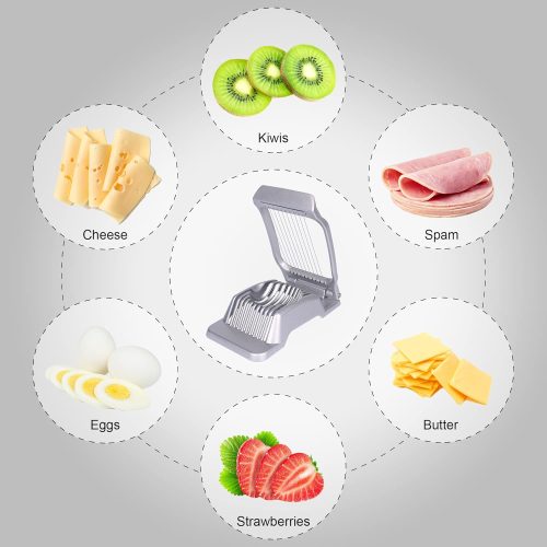 Egg Slicer for Hard Boiled Eggs Egg Cutter Strawberry Slicer Heavy Duty Aluminium Slicer Stainless Steel Wire Multipurpose Egg Slicer Dicer for Soft Fruit Mushroom,Egg Slicer - Image 2
