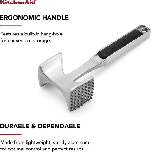 KitchenAid Gourmet Multi Sided Meat Tenderizer for Pounding Meats, Nuts, Shellfish, ect, Hang Hole for Easy Storage, Hand Wash, One Size, Black - Image 2