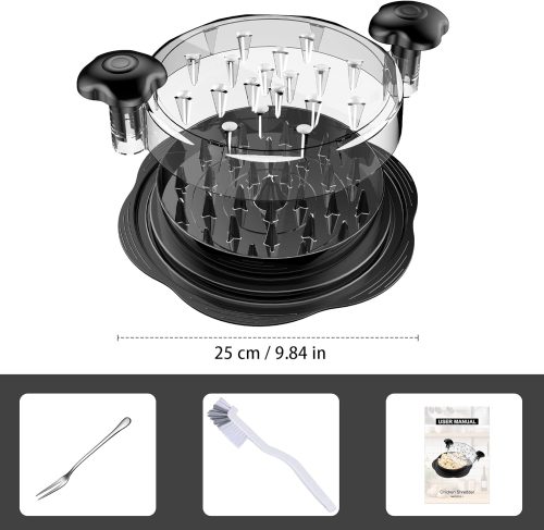 Chicken Shredder Large Chicken Breast Shredder Tool Twist with Brush&Fork, Visible Meat Shredder Machine, Strong Anti-Slip Strip, Ergonomic Handle, BPA Free, Suitable for Pork Beef Chicken - Image 2