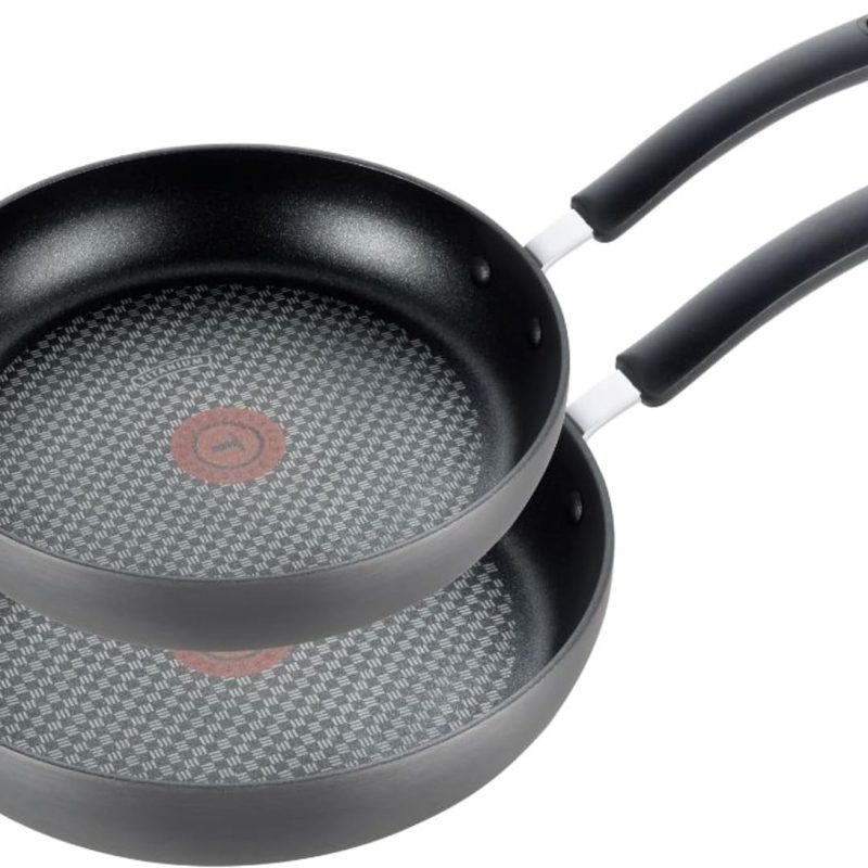 T-fal Ultimate Hard Anodized Nonstick Fry Pan Set 2 Piece, 10, 12 Inch, Oven Broiler Safe 400F, Cookware, Pots and Pans Set Non Stick, Kitchen Frying Pans, Skillets, Dishwasher Safe, Grey