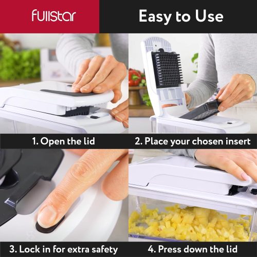Fullstar Vegetable Chopper - Food Chopper - Onion Chopper - Vegetable Slicer & Spiralizer - Veggie Chopper with Container - Kitchen Gadgets - Home Essentials - Kitchen Accessories (4 in 1, White) - Image 3