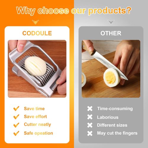 Egg Slicer for Hard Boiled Eggs Egg Cutter Strawberry Slicer Heavy Duty Aluminium Slicer Stainless Steel Wire Multipurpose Egg Slicer Dicer for Soft Fruit Mushroom,Egg Slicer - Image 3