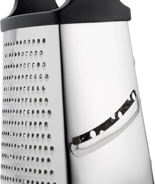 Spring Chef Professional Cheese Grater - Stainless Steel, XL Size, 4 Sides - Perfect Box Grater for Parmesan Cheese, Vegetables, Ginger - Dishwasher Safe - Black - Image 2