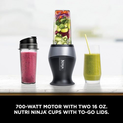 Ninja Personal Blender for Shakes, Smoothies, Food Prep, and Frozen Blending with 700-Watt Base and (2) 16-Ounce Cups with Spout Lids (QB3001SS), Black - Image 2