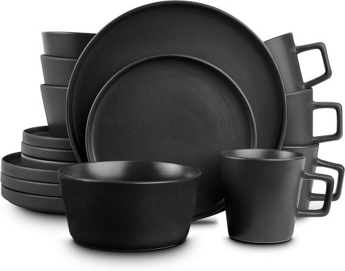 Stone Lain Coupe Dinnerware Set, Service For 4, Black Matte Visit the Stone Lain Store