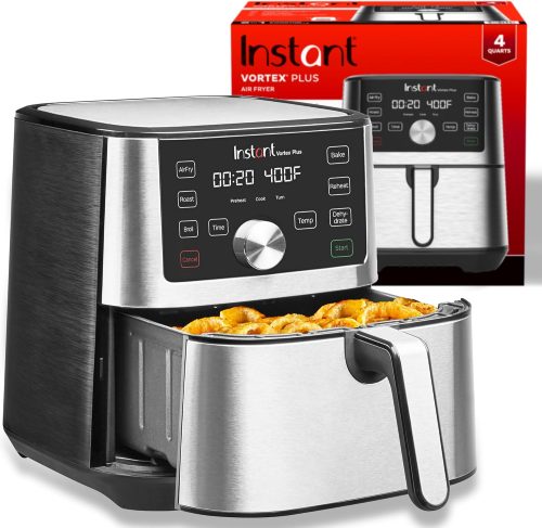 4QT Air Fryer, Custom Program Options, 6-in-1 Functions Crisps, Broils, Roasts, Dehydrates, Bakes, Reheats, 100+ In-App Recipes, from the Makers of Instant Pot, Stainless Steel