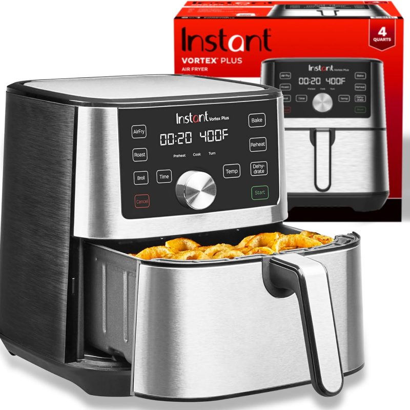 4QT Air Fryer, Custom Program Options, 6-in-1 Functions Crisps, Broils, Roasts, Dehydrates, Bakes, Reheats, 100+ In-App Recipes, from the Makers of Instant Pot, Stainless Steel