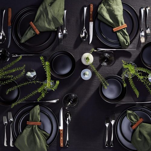 Stone Lain Coupe Dinnerware Set, Service For 4, Black Matte Visit the Stone Lain Store - Image 2