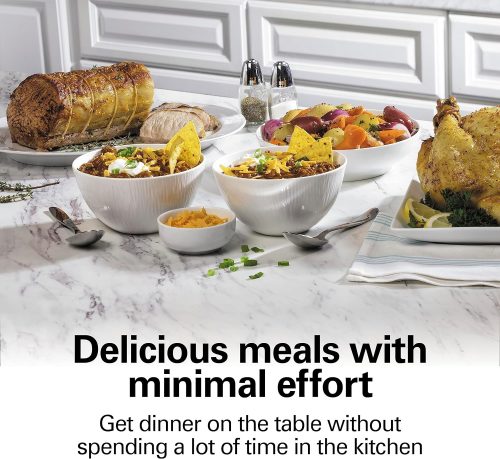 Hamilton Beach 6-Quart Slow Cooker with 3 Cooking Settings, Dishwasher-Safe Stoneware Crock & Glass Lid, Silver (33665G) - Image 3