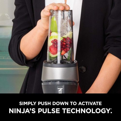 Ninja Personal Blender for Shakes, Smoothies, Food Prep, and Frozen Blending with 700-Watt Base and (2) 16-Ounce Cups with Spout Lids (QB3001SS), Black - Image 3