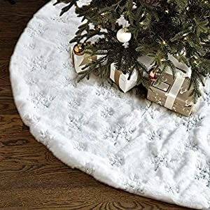 Christmas Tree Skirt ? 48 inches Large White Luxury Faux Fur Tree Skirt Christmas Decorations Holiday Thick Plush Tree?
