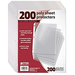 200 Count Textured Sheet Protectors by Better Office Products, 8.5 x 11?, Textured for Added Anti Glare, Extra Privacy, and Easier Handling, Top Load, 200 Pack