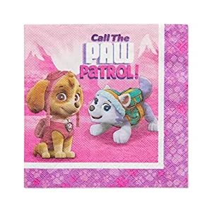 American Greetings Paw Patrol Party Supplies Pink Disposable Paper Lunch Napkins, 48-Count