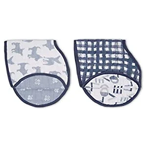 aden + anais Burpy Bib, 100% Cotton Muslin, Soft Absorbent 4 Layers, Multi-Use Burp Cloth and Bib, 22.5? X 11?, 2 Pack