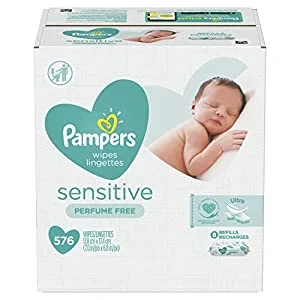 Baby Wipes, Pampers Sensitive Water Based Baby Diaper Wipes, Hypoallergenic and Unscented, 8 Refill Packs (Tub Not?