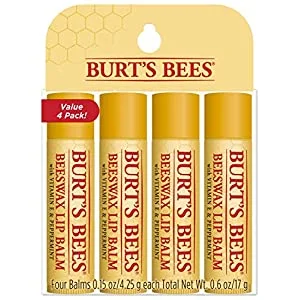 Burt's Bees 100% Natural Moisturizing Lip Balm, Original Beeswax with Vitamin E & Peppermint Oil ? 4 Tubes